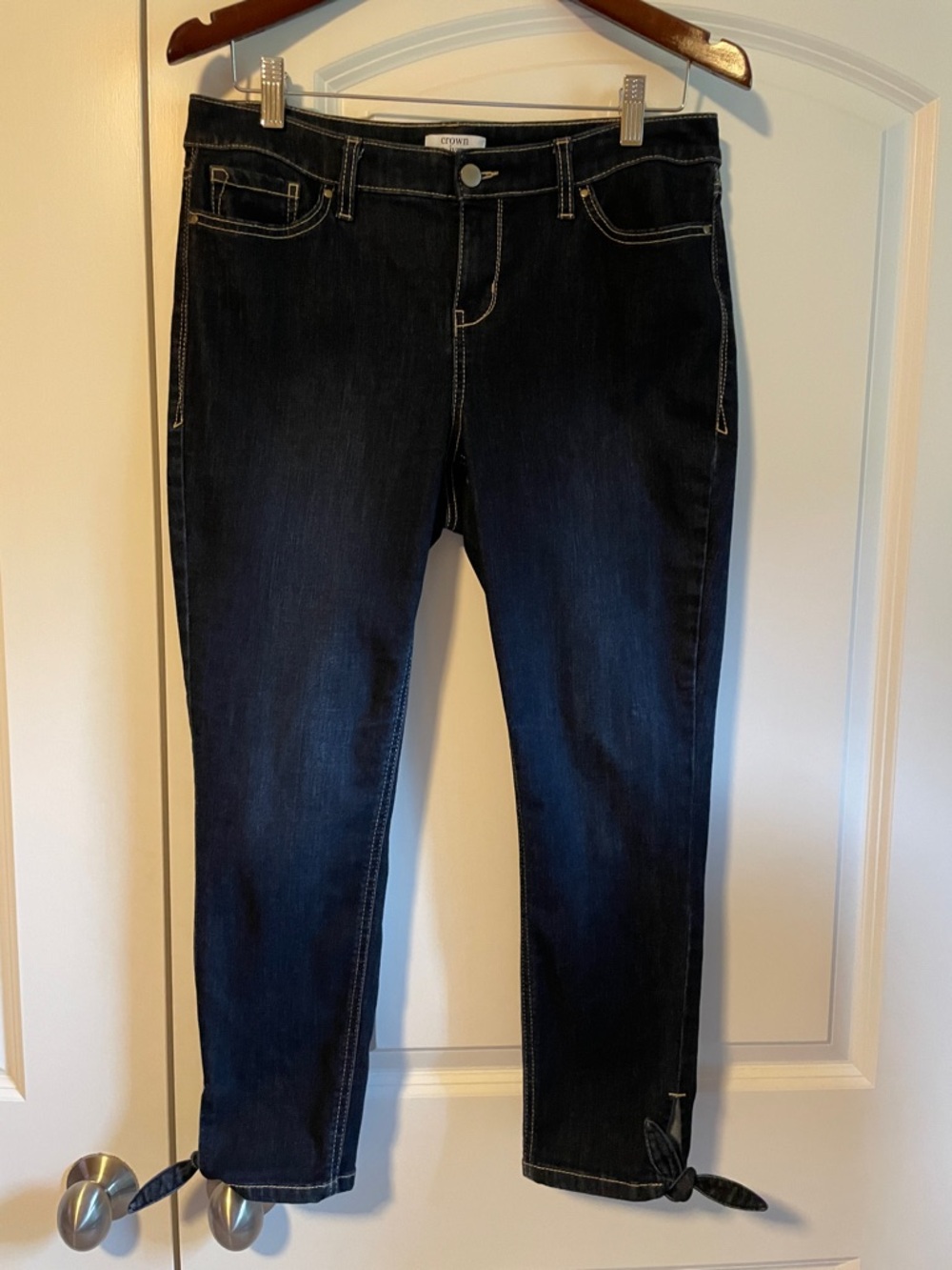Crown & Ivy Dark Blue Ankle Jeans with Ankle Tie Size 10P